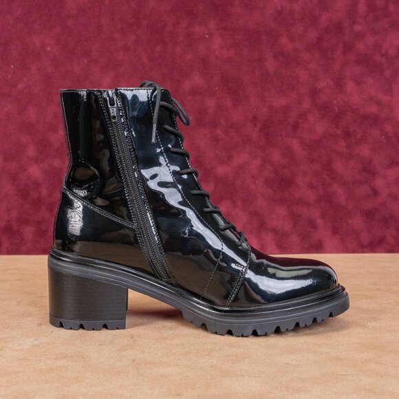 Geox Women Black Patent Leather Lace-up Zip Ankle Combat boots sz 9.5US EUR40 - Picture 9 of 9